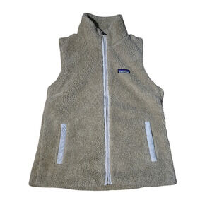 Patagonia Women’s Los Gatos Sherpa Fleece Fuzzy Vest Beige Full Zip, Size Medium